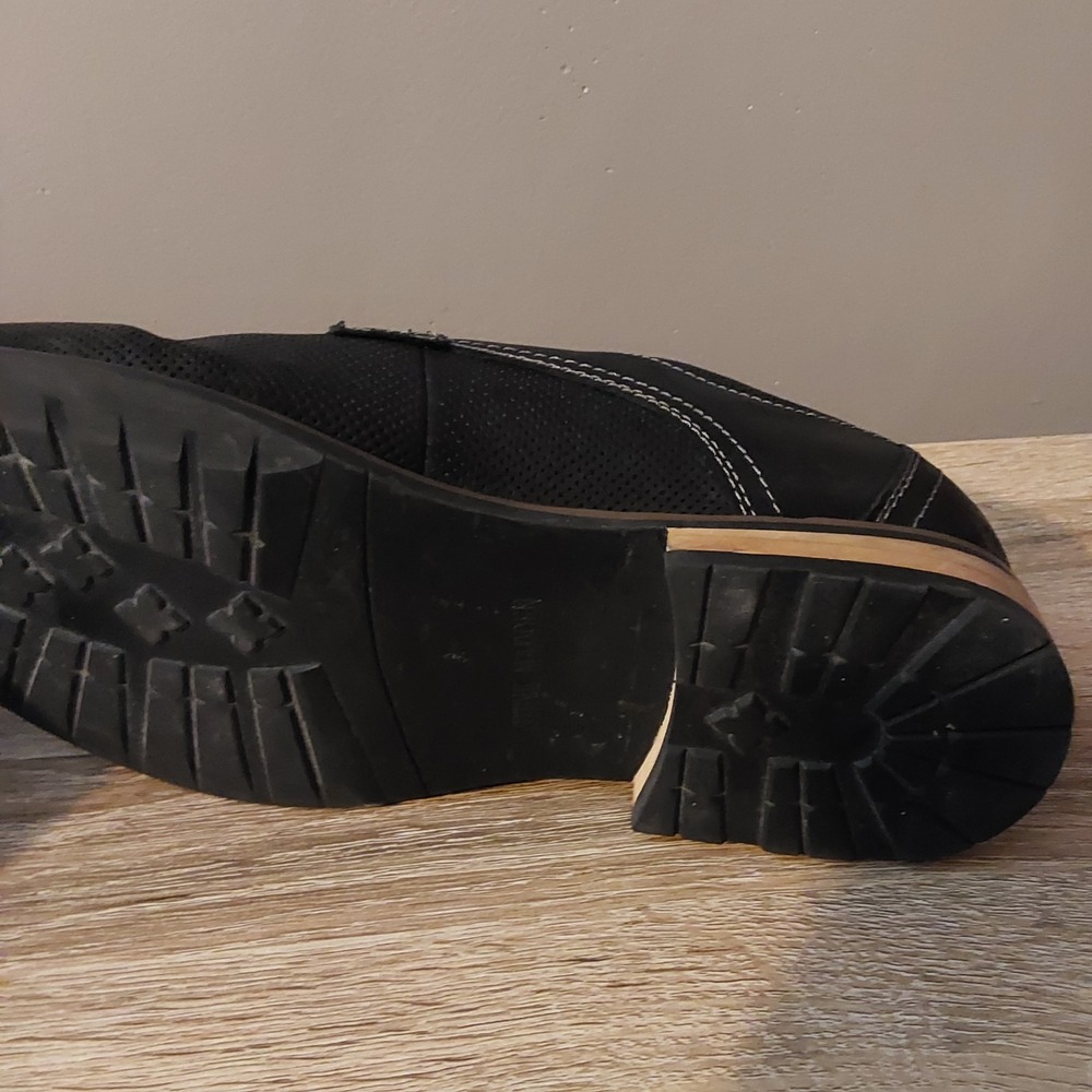 Steve Madden Mens Cherp Derby Dress Shoes 10.5 Black Leather Perforated Lace Up - Picture 8 of 9